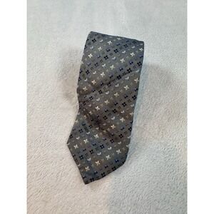 Louis Vuitton Necktie Tie Silk Monogram Pattern Size 3.74 inches Gray Blue‎